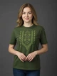 Жіноча трикотажна вишита футболка-вишиванка кольору хакі Ноко "Аріадна" L - зображення 1