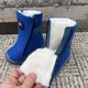 Валянки детские из плотного войлока на меху и двумя молниями синие 21 - изображение 6