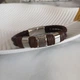 Плетеный кожаный браслет с металлическими вставками коричневый - изображение 3