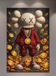 Поп-арт картина на полотні - KAWS gold bitcoin Криптовалюта декор для офісу та кабінету - 40х60 см - изображение 1