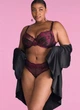 Комплект Victoria’s Secret Very Sexy Full Cup Support Rose Lace Unlined Bra Чорний з бордовим 34D-S - изображение 1