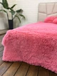 Меховый плед покрывало Травка Cappone 210х230 см Ярко-розовое и 2 подушки и Сердце - изображение 4