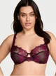 Комплект Victoria’s Secret Very Sexy Full Cup Support Rose Lace Unlined Bra Чорний з бордовим 34D-S - изображение 6