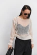 Свитер женский ажурный "паутинка" однотонный one size молочный - изображение 4