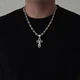 Серебряный комплект массивная литая цепь Якорное плетение и крестик с камнями оникс - изображение 3