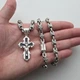 Серебряный комплект массивная литая цепь Якорное плетение и крестик с камнями оникс - изображение 4