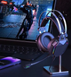 Ігрові навушники XO GE-07 дротові накладні з RGB підсвічуванням, 50 мм драйвери, мікрофон всеспрямований, 2 х 3.5 мм mini-Jack та USB, 32 Ом, кабель 2.2 м - изображение 5