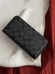 Кошелек Coach Signature Accordion Zip Wallet, женский большой черный - изображение 3