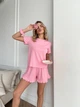 Жіночий домашній костюм з рюшами (футболка+шорти) Uaclothes 46-48 Рожевий (like36902-173291350) - изображение 2