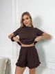 Жіночий домашній костюм з рюшами (футболка+шорти) Uaclothes 50-52 Коричневий (like36901-173281358) - изображение 3