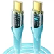 Кабель ESSAGER Interstellar Transparent Design USB-C to USB-C PD2.0/QC 5A 100W 1m Blue (EXCTT1-XJ03-P) - изображение 1