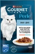 Упаковка влажного корма для котов Purina Gourmet Perle Duo с лососем и сайдой мини филе в подливке 26 шт по 85 г (7613287601889 / 8445291188235) - изображение 3