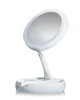 Круглое косметическое зеркало с LED подсветкой и 10-кратным увеличением 2в1 15,6*5,2 см, с встроенным органайзером, белое - изображение 2