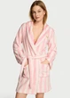 Халат Victoria's Secret Short Cozy Plush Robe у рожеву смужку розмір М-L - изображение 1