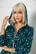 Халат жіночий на блискавці з принтом, колір зелений розмір L-XL 257R1027 - изображение 7