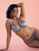 Комплект білизни Victoria’s Secret Scattered Shine Strap Lightly Lined Low-Cut Demi Bra Set Asteroid Grey (Бюстгальтер +Трусики бразильяни)Сірий 34D-M - изображение 1