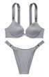 Комплект білизни Victoria’s Secret Scattered Shine Strap Lightly Lined Low-Cut Demi Bra Set Asteroid Grey (Бюстгальтер +Трусики бразильяни)Сірий 34D-M - изображение 7