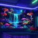 Гобелен с водопадом и грибами 149×129,гобелен флуоресцентный,гобелен на стену светит в ультрафиолете,яркий - изображение 3