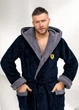 Мужской махровый халат с капюшоном S006 2XL-3XL(54-58) Темно-синий - изображение 6