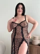Напівпрозора сукня-білизна PLUS SIZE, Леопардовий, 4XL - зображення 2