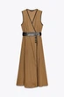 Лляна сукня-міді з поясом Zara 8651/379 S Коричнева (08651379745S) - зображення 9