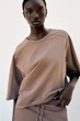 Женская футболка WASHED EFFECT Zara, цвет бежевый, размер М - изображение 2