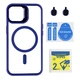 Чохол Premium TPU+PC+Metal Stand Case with MagSafe and Camera Lenses для iPhone 15 Dark Blue - изображение 1