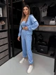 Жіночий велюровий костюм кофта+штани+топ блакитного кольру 36940 46/48 - зображення 1