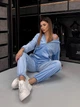 Жіночий велюровий костюм кофта+штани+топ блакитного кольру 36940 46/48 - зображення 6