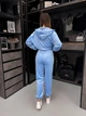 Жіночий велюровий костюм кофта+штани+топ блакитного кольру 36940 46/48 - зображення 7