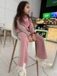 Костюм с брюками клеш и кофтой на молнии с розовым лампасами 110 см - изображение 4