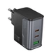 Сетевое зарядное устройство Hoco CS75A USB/ 2 Type-C PD 70W midnight black - изображение 1