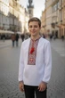 Підліткова вишита сорочка на хлопчика Філіп, біла, красна вишивка, поплін, 104 - зображення 1