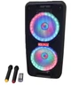 Портативная колонка акустическая система Su-Kam 1010 BT мощная 300W с 2 беспроводными микрофонами цветомузыкой Bluetooth USB FM радио аккумулятором большая на колесах для караоке праздников мероприятий - изображение 5