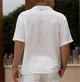 Мужская льняная рубашка Intruder Aero летняя свободного кроя из дышащей ткани с короткиим рукавом молочная/3XL - изображение 3