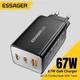 Мережевий зарядний пристрій Essager 67W GaN Travel charger Black - зображення 2