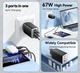 Мережевий зарядний пристрій Essager 67W GaN Travel charger Black - зображення 3