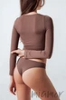 Tоп-лонгслив бесшовный с длинным рукавом Giulia Crop Top DEEP TAUPE S/M Тауп - изображение 5