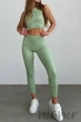 Леггинсы бесшовные в рубчик с пуш-ап эффектом GIULIA Leggings RIB Push Up GREEN ASH S/M Фісташкові - изображение 5