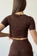 Топ безшовний з короткими рукавами Giulia Crop T-Shirt ROCKY ROAD S/M Темний коричневий - зображення 2