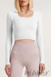 Топ-лонгслів в рубчик з довгим рукавом Giulia CROP TOP RIB BIANCO One Size Білий - зображення 1