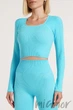 Топ-лонгслів в рубчик з довгим рукавом Giulia CROP TOP RIB SKY BLUE One Size Блакитний - зображення 1