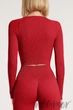 Топ-лонгслів в рубчик з довгим рукавом Giulia CROP TOP RIB WINERY One Size Бордовий - зображення 4