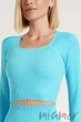 Топ-лонгслів в рубчик з довгим рукавом Giulia CROP TOP RIB SKY BLUE One Size Блакитний - зображення 2