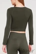 Tоп-лонгслив бесшовный с длинным рукавом Giulia Crop Top KHAKI S/M Хаки - изображение 3