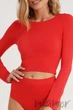 Tоп-лонгслив бесшовный с длинным рукавом Giulia Crop Top POICIANA S/M Красный - изображение 2