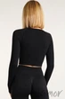 Tоп-лонгслив в рубчик с длинным рукавом Giulia CROP TOP RIB One Size Черный - изображение 2
