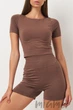 Tоп бесшовный с короткими рукавами Giulia Top Crop T-Shirt DEEP TAUPE S/M Тауп - изображение 4