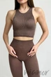 Топ безшовний в рубчик InSecret Halter Top RIBBED DEEP TAUPE S/M Тауп - зображення 1
