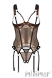 Корсет з відкритим верхом та трусиками Obsessive Soranna Corset L/XL Червоно-золотий - зображення 2